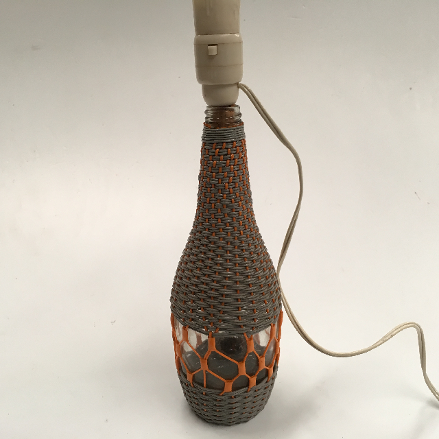 LAMP, Base (Table) - 1950s Grey Orange Weave